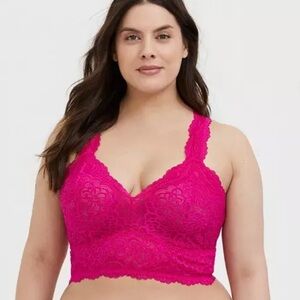 Torrid Unlined Lace Solid Racerback Pink Bralette